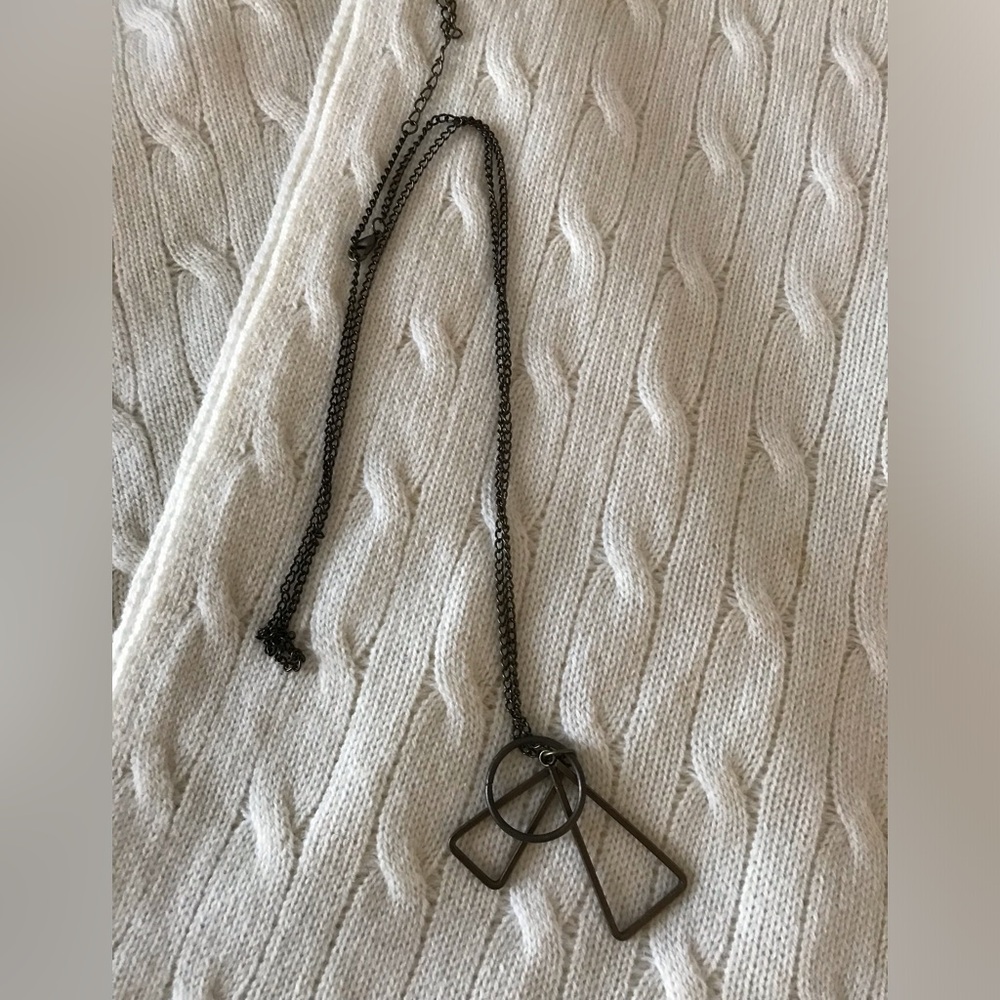 Long Bronze Geometric Necklace